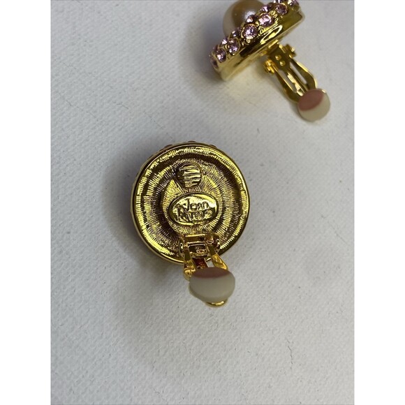 Joan Rivers Pink Rhinestone & Faux Pearl Clip On Earrings - Picture 9 of 10